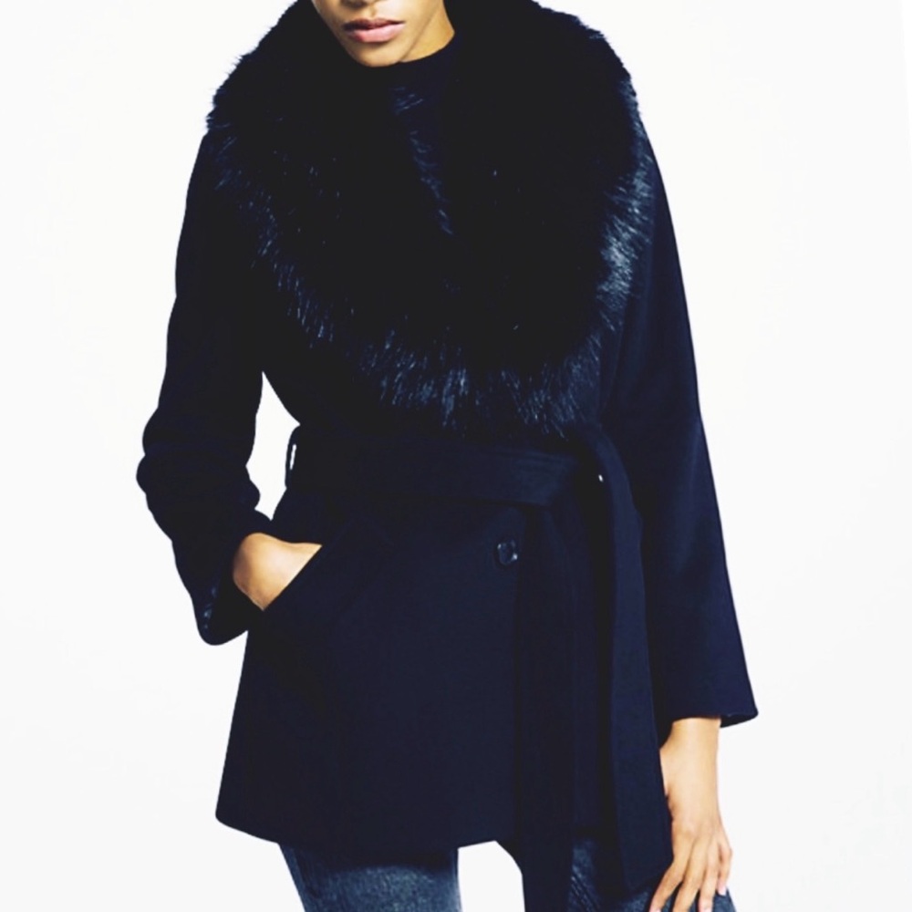 H&M black faux fur (blue/black) collar size 2 small